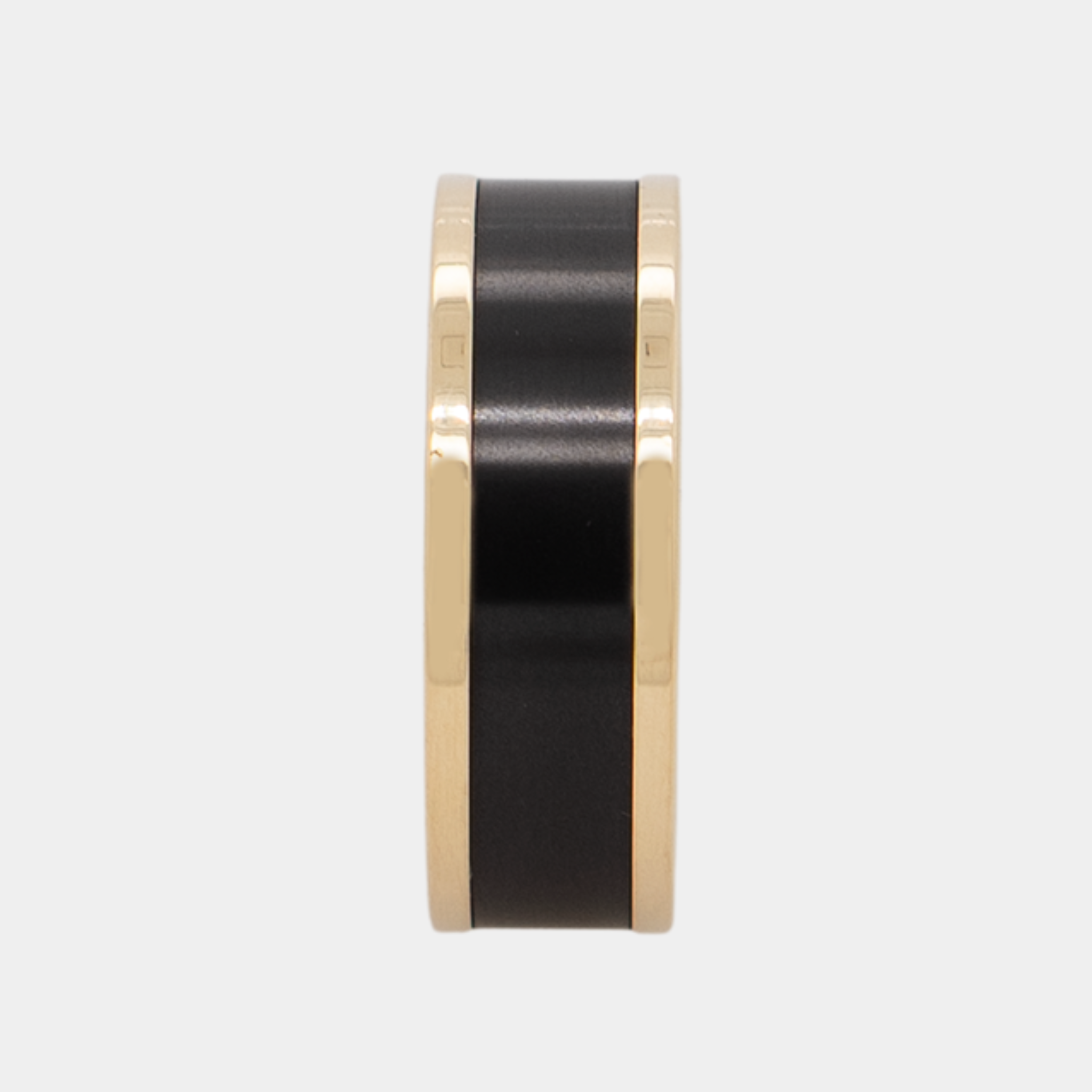 POSEIDON Flat Edge - 8mm - Size 8.5 - Polish Finish 14K Yellow Gold Band with Black Diamond Inlay - SHIPS WITHIN 2 BUSINESS DAYS