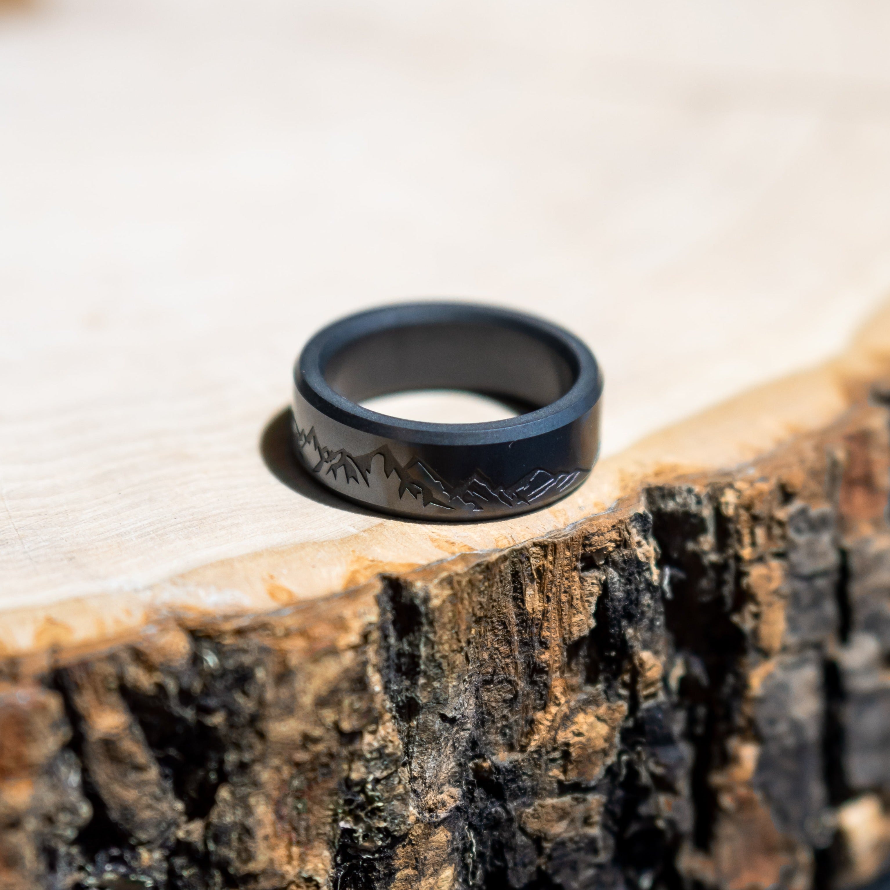 Black Diamond - Men’s Ring 8mm - Custom Laser Engraving - ARES - Elysium Black Diamond