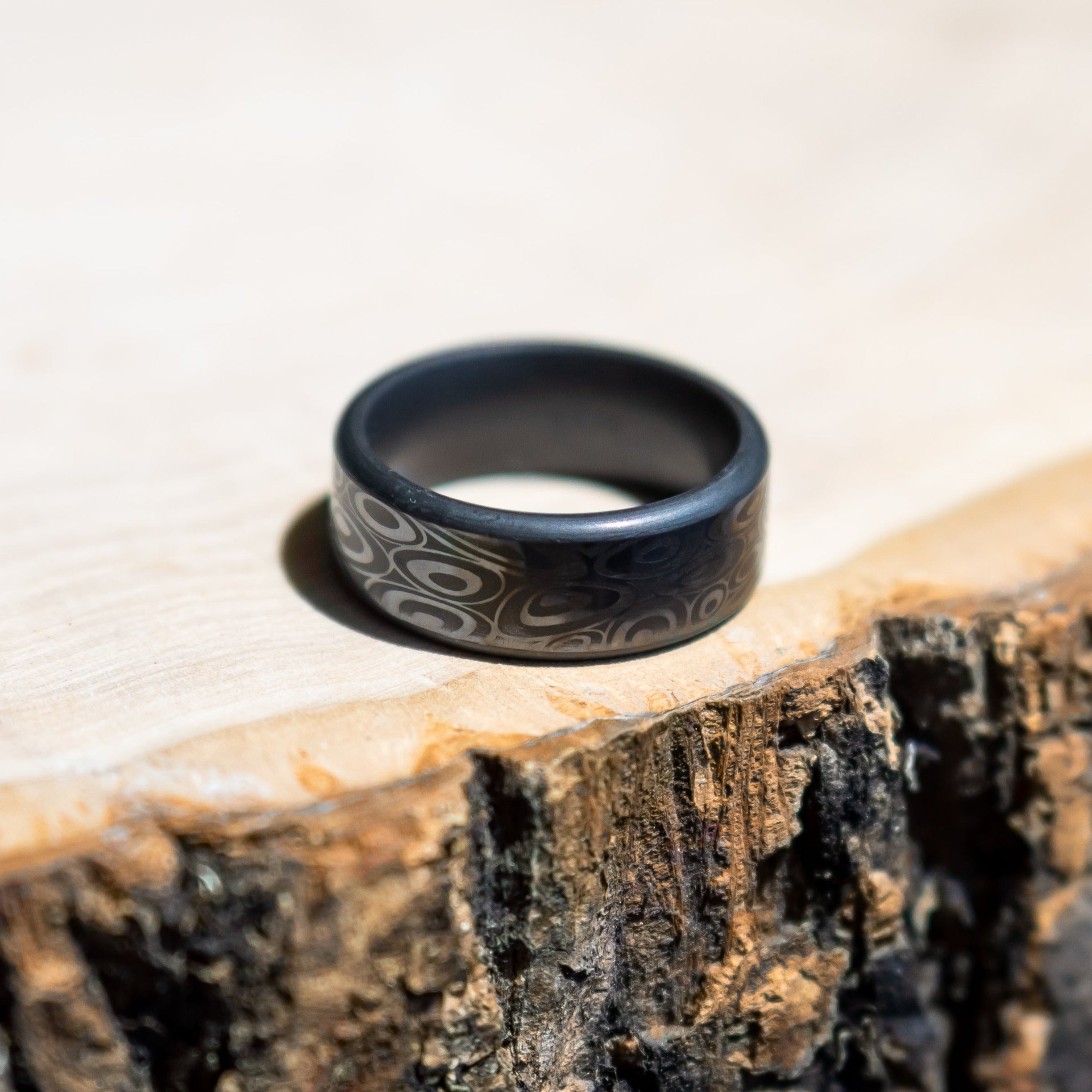 Black Diamond - Men’s Ring 8mm - Custom Laser Engraving - KRATOS - Elysium Black Diamond