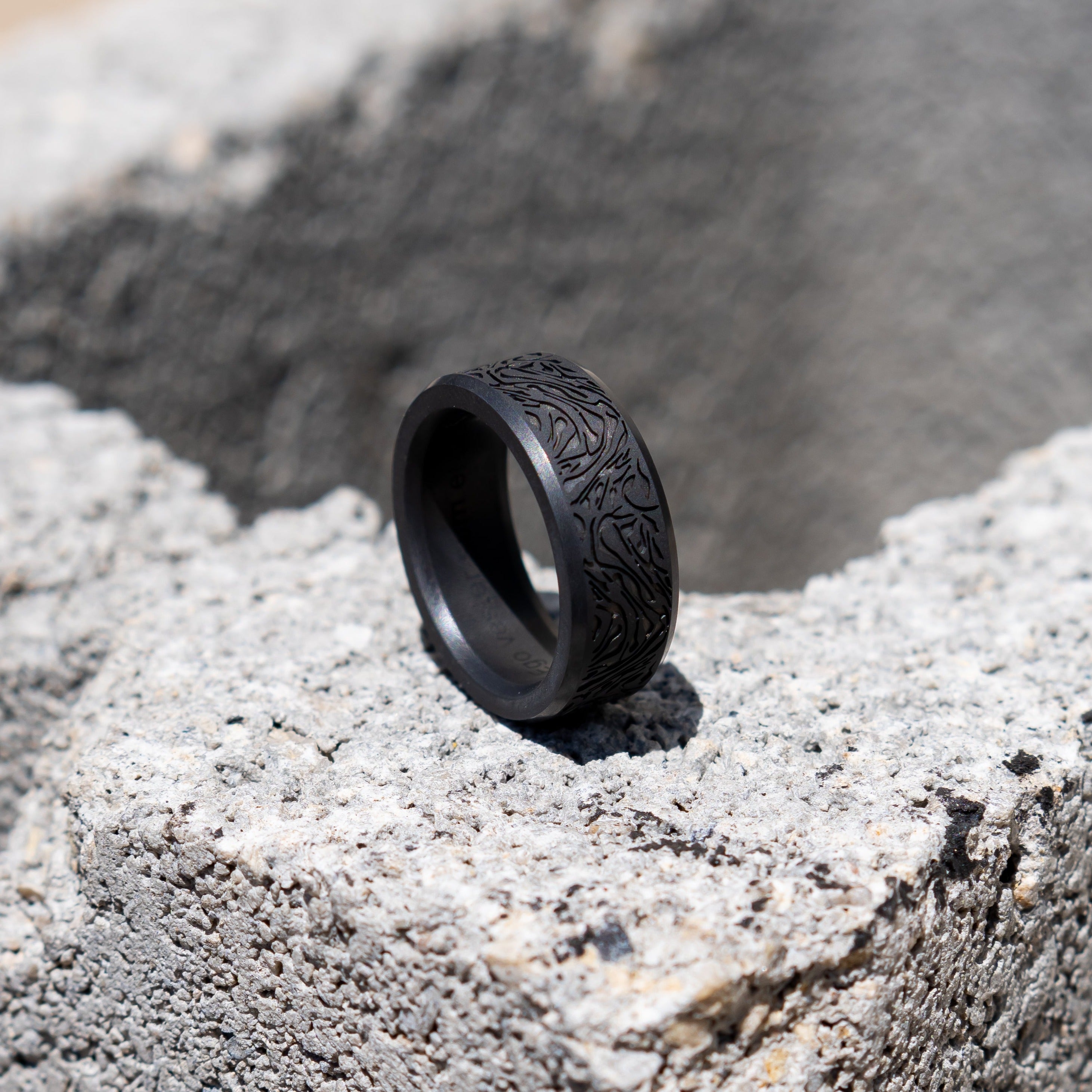 Black Diamond - Men’s Ring 8mm - Custom Laser Engraving - ARES - Elysium Black Diamond