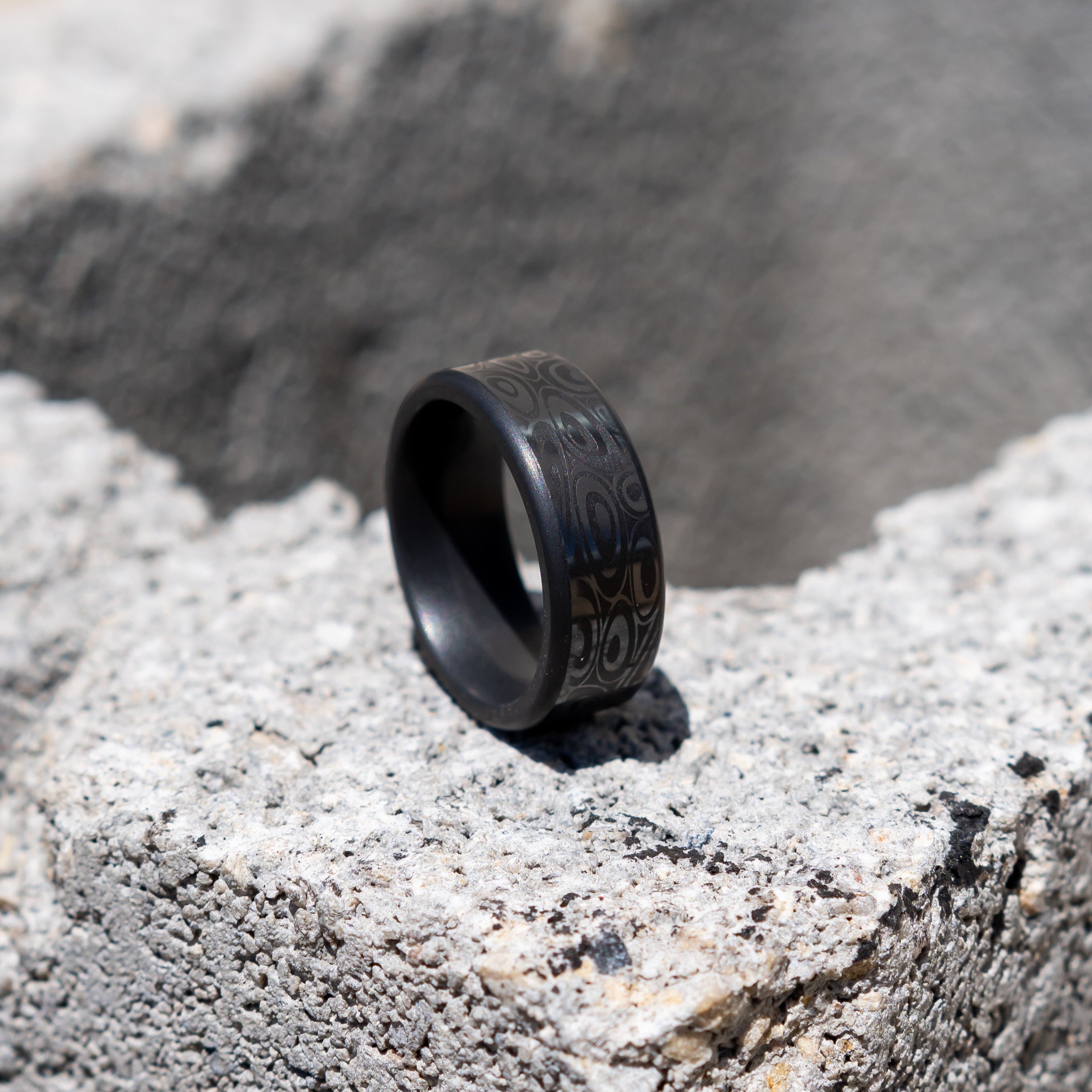 Black Diamond - Men’s Ring 8mm - Custom Laser Engraving - KRATOS - Elysium Black Diamond