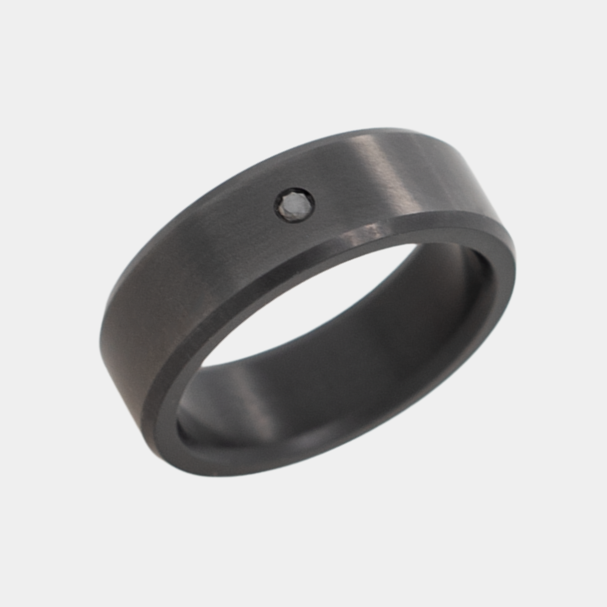ARES 8mm - Size 12 - Satin Finish Four Stone Inset - SHIPS WITHIN 2 BUSINESS DAYS