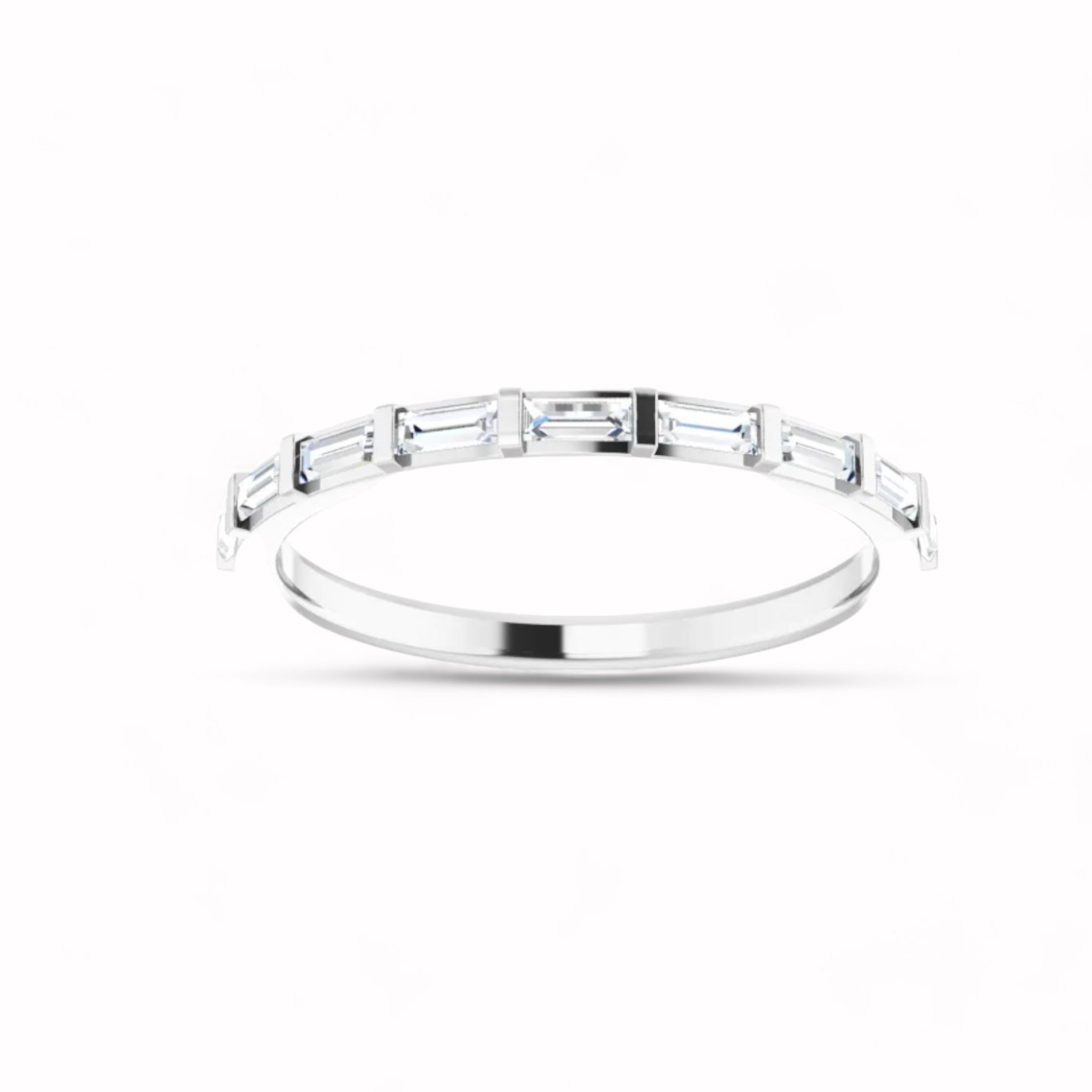 Black Diamond - Women’s Ring - CLIO - 14K White Gold - 1/4 CTW Baguette Diamond Anniversary Band - Lady Elysium Black Diamond