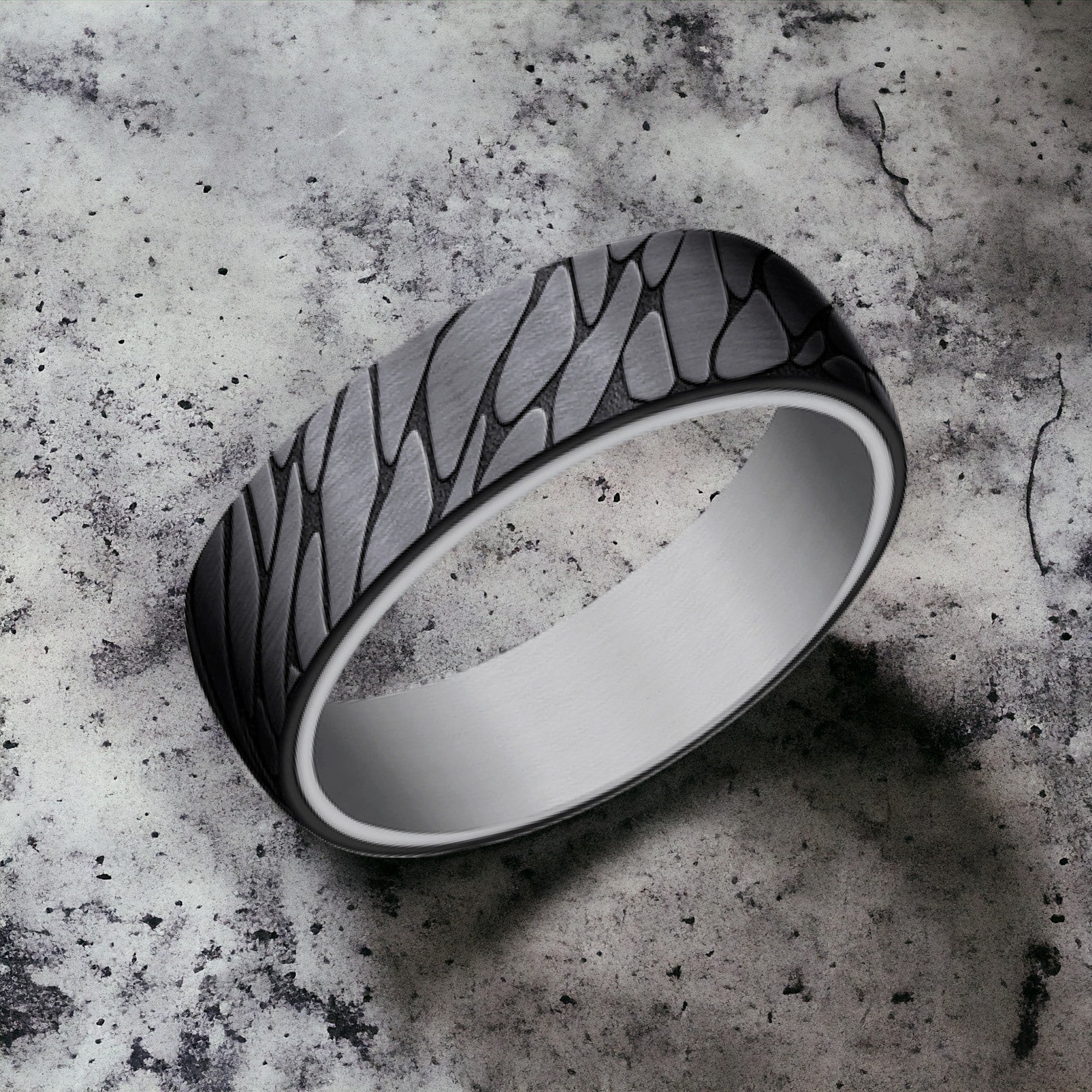 Men's Wedding Band | The Goodman | Tantalum Grey with Black Titanium | Elysium