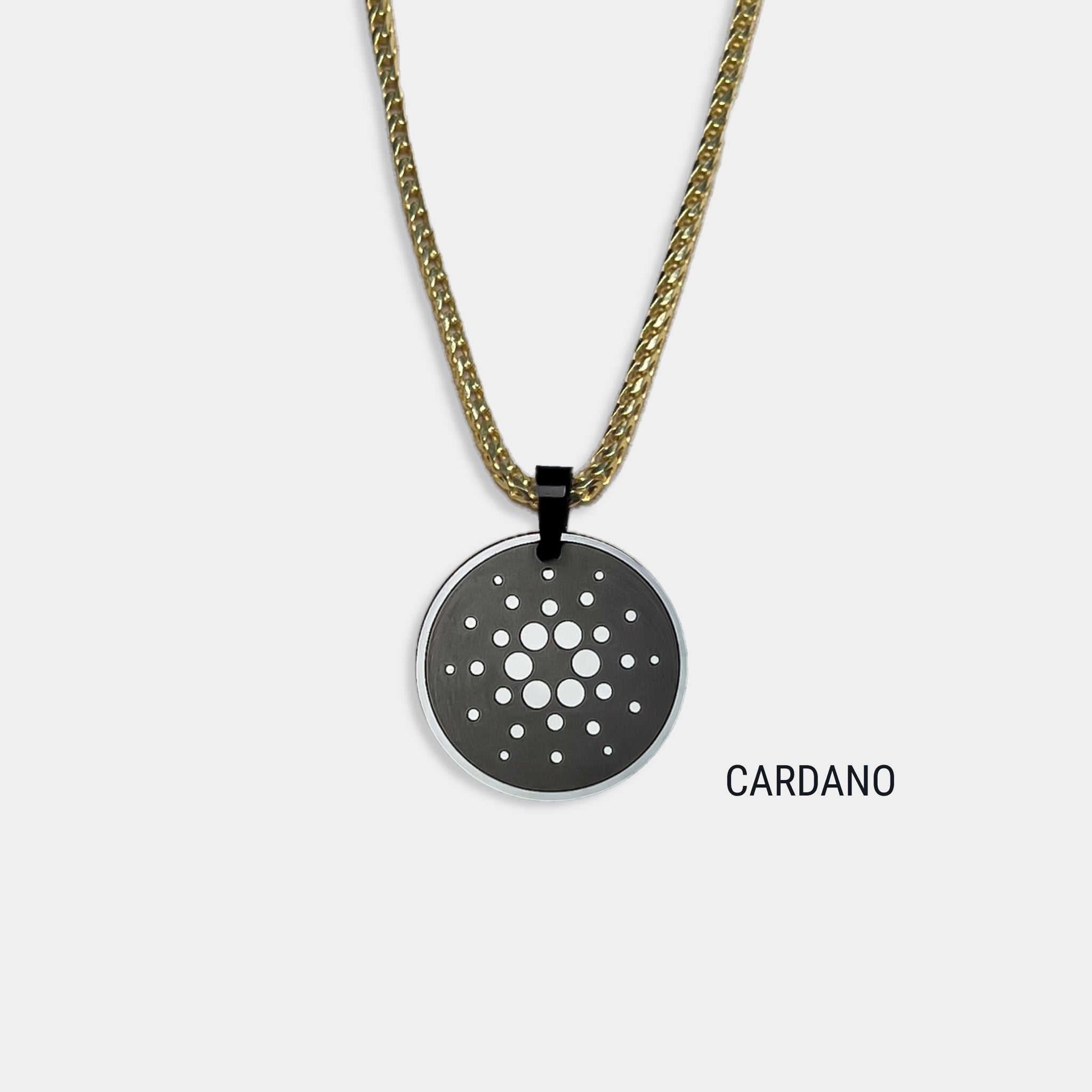 Solid Black Diamond CRYPTO Engraved Pendant - 21MM - Elysium Black Diamond