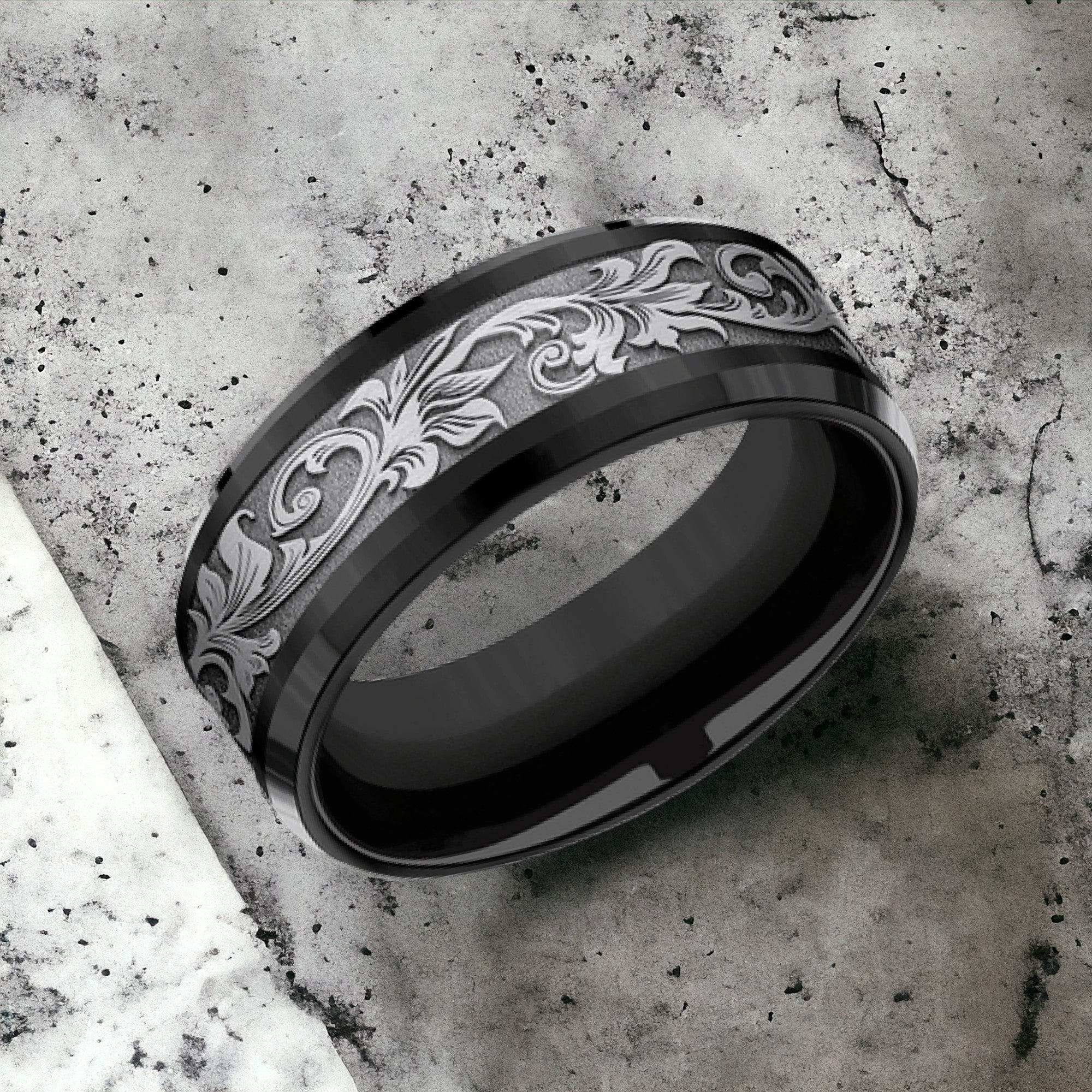 Men's Wedding Band | The Royal | Black Titanium with Tantalum Grey | Elysium