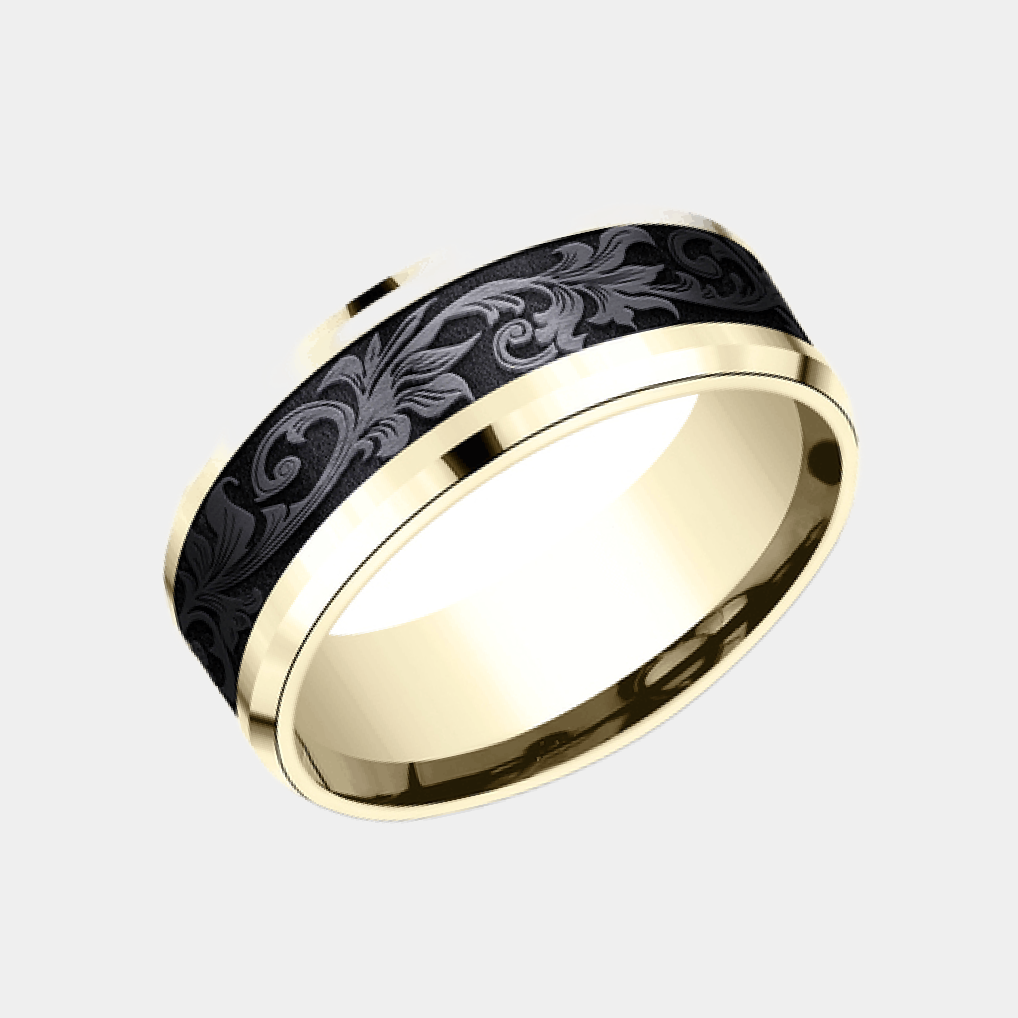 Men's Wedding Band | The Royal | 14K Yellow Gold with Black Titanium | Elysium