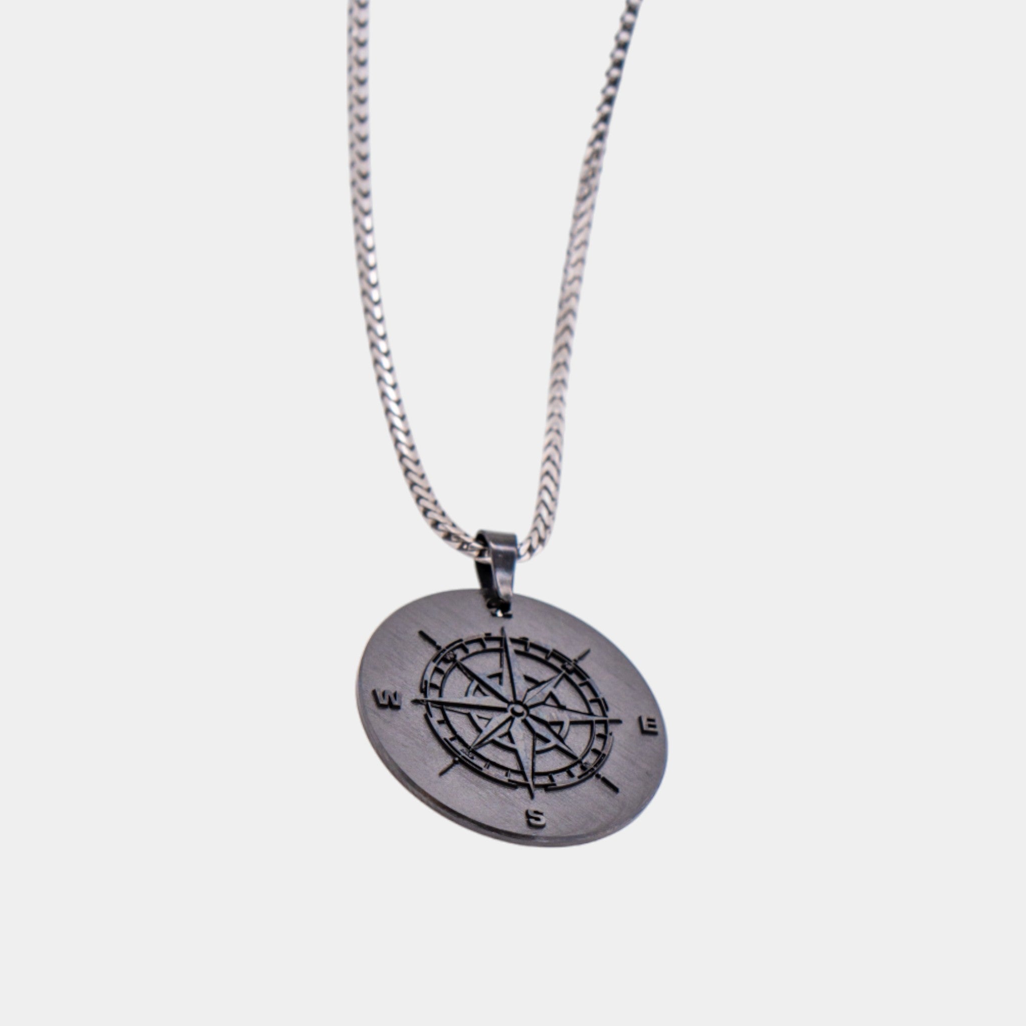 Black Diamond - Men’s Raised Laser Custom Pendant w/ Franco Chain - 21mm - Elysium Black Diamond